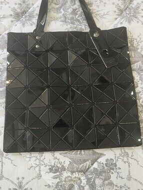 Baobao Issey Miyake Glossy Black Geometric Patent Tote
